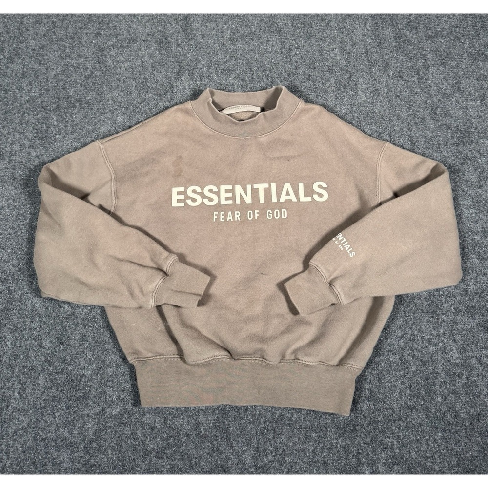 Fear Of God Essentials Pullover Crewneck Sweatshirt Kids Size 6/7 Beige